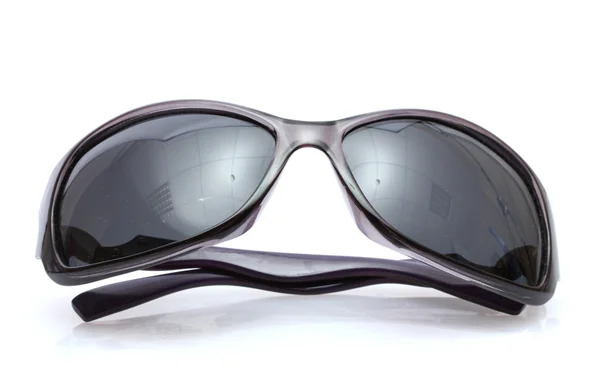 Mujer gafas de sol negras aisladas en blanco —  Fotos de Stock