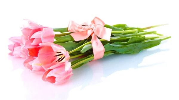 Bellissimi tulipani rosa isolati su bianco — Foto Stock