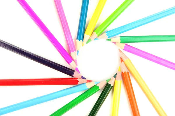 Creioane de culoare izolate pe alb — Fotografie, imagine de stoc
