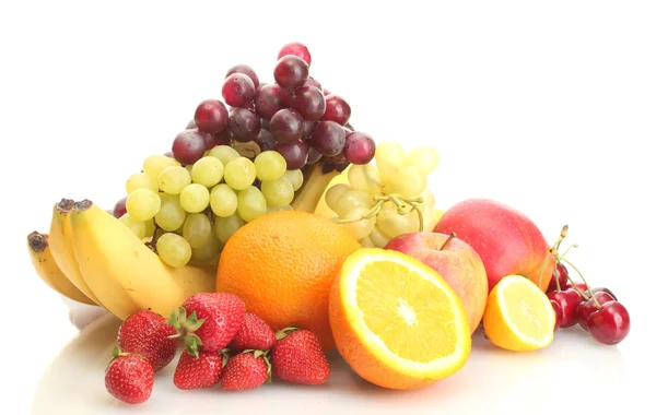Exotiska frukter och bär isolerad på vit — Stockfoto