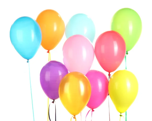 Kleurrijke ballonnen op witte achtergrond close-up — Stockfoto
