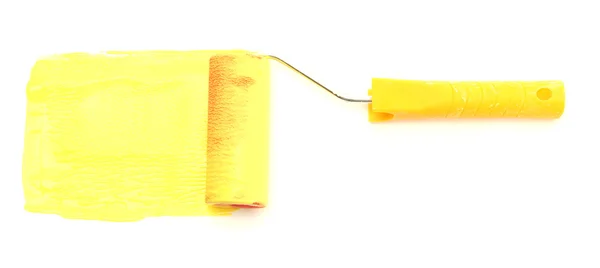 Ρολό με κίτρινο χρώμα που απομονώνονται σε λευκό — Φωτογραφία Αρχείου