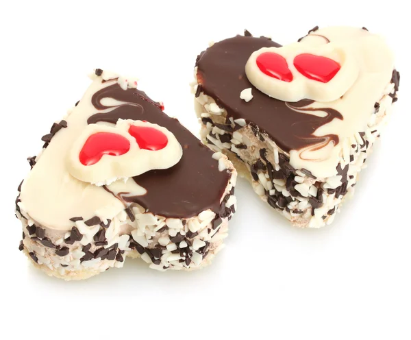 Pasteles dulces con chocolate aislado en blanco — Foto de Stock