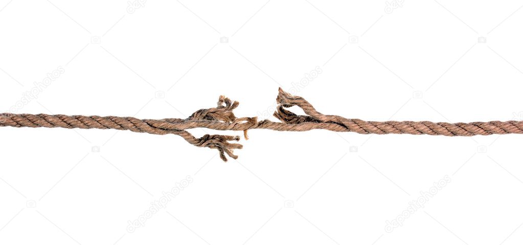 Breaking rope isolated on white