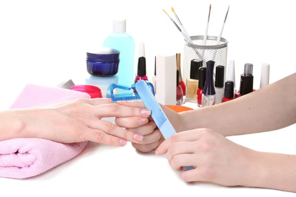 Proces w pięknym salonie manicure — Zdjęcie stockowe