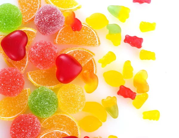 Colorful jelly candies isolated on white — Stock Photo, Image
