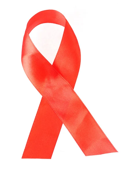 Aids awareness red ribbon isolated on white — Stock Photo, Image