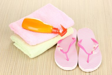 Beach accessories on mat