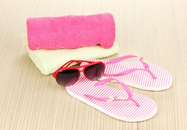 Beach accessories on mat