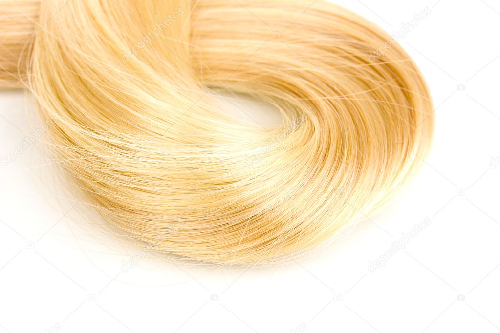Shiny blond hair isollated on white