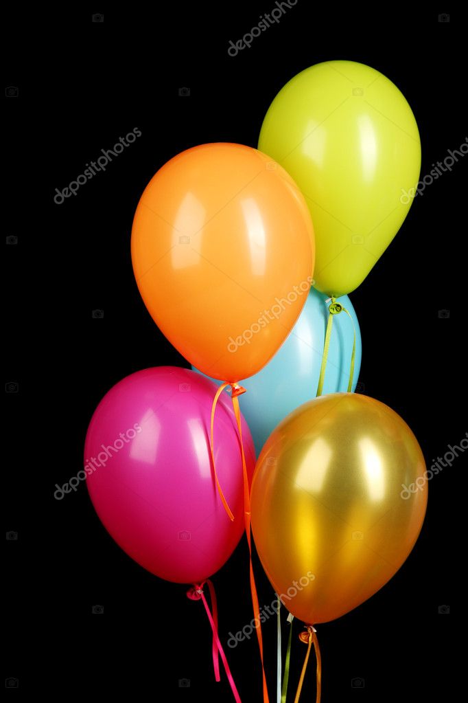 Colorful balloons on black background close-up Stock Photo by ©belchonock  11045968