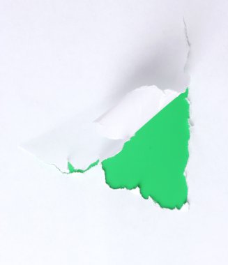 Torn paper with green background clipart