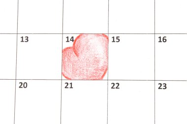 Calendar page with hearts on St.Valentines Day clipart