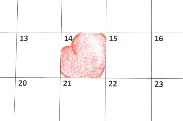 Календар сторінки з сердечками на St.Valentines день — стокове фото