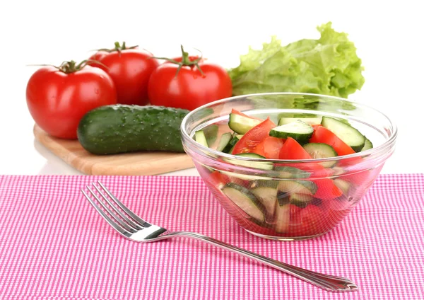 Čerstvý salát s rajčaty a okurkami — Stock fotografie