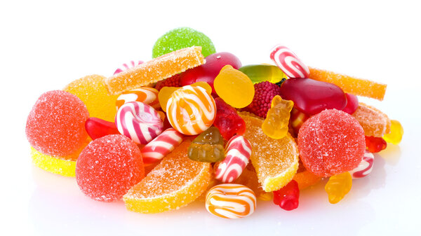 Colorful jelly candies isolated on white Stock Photo