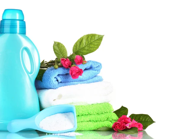 洁白隔热洗衣粉及毛巾洗涤剂 — 图库照片