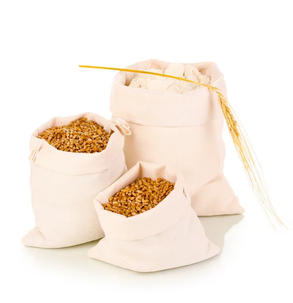 Mouky a pšeničné zrno izolované na bílém — Stock fotografie