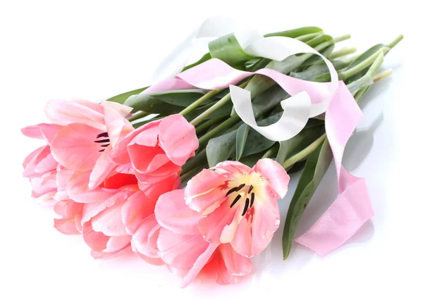 Belles tulipes roses isolées sur blanc — Photo