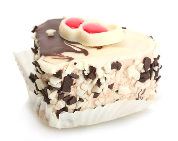 Pastel dulce con chocolate aislado en blanco —  Fotos de Stock