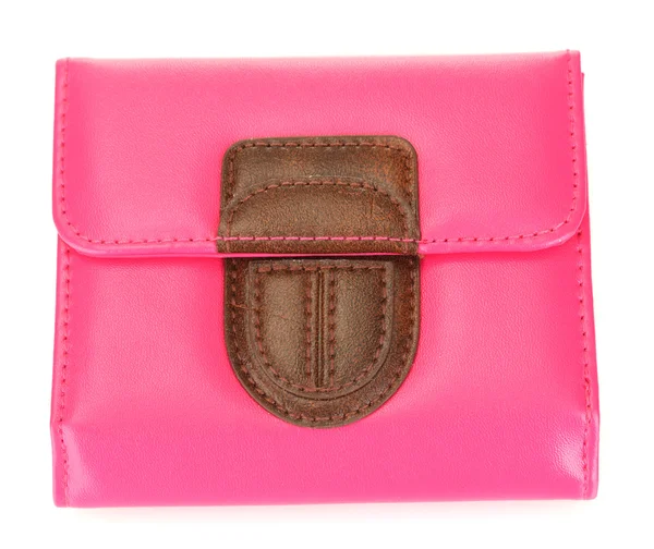 白で隔離される女性のピンクの財布 — ストック写真