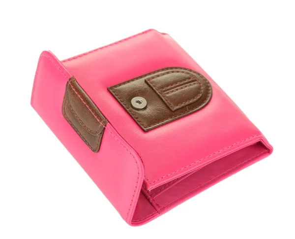 白で隔離される女性のピンクの財布 — ストック写真