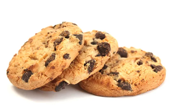 Chocolate chips cookies isolated on white — Stock Photo, Image