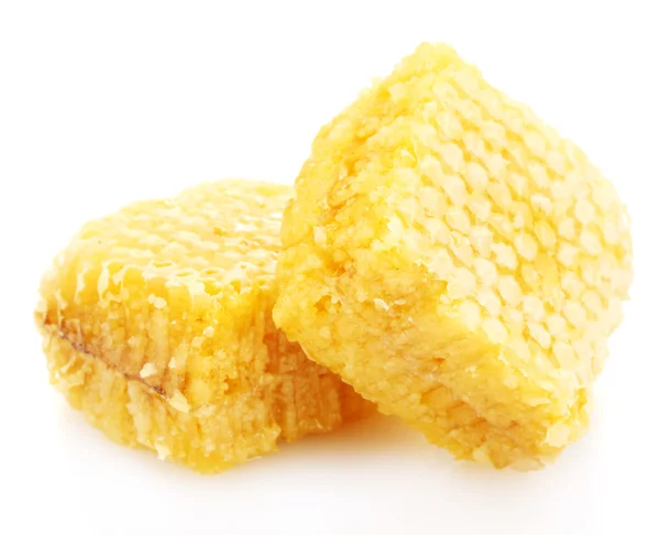 Golden honeycombs isolated on white — Stock Photo, Image