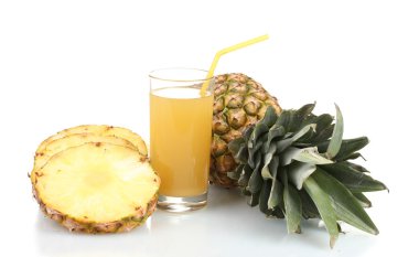 Рineapple juice and pineapple isolated on white clipart