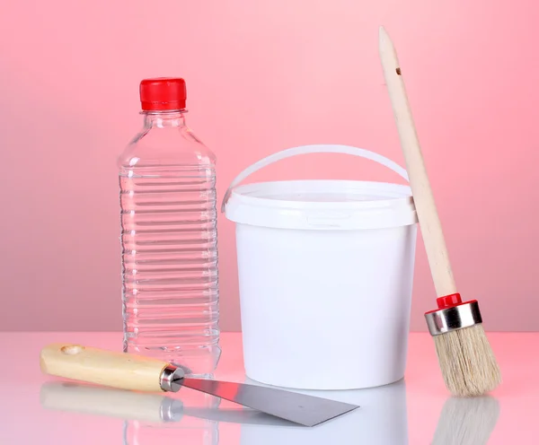 Materials for repair on red background — Stock Photo, Image