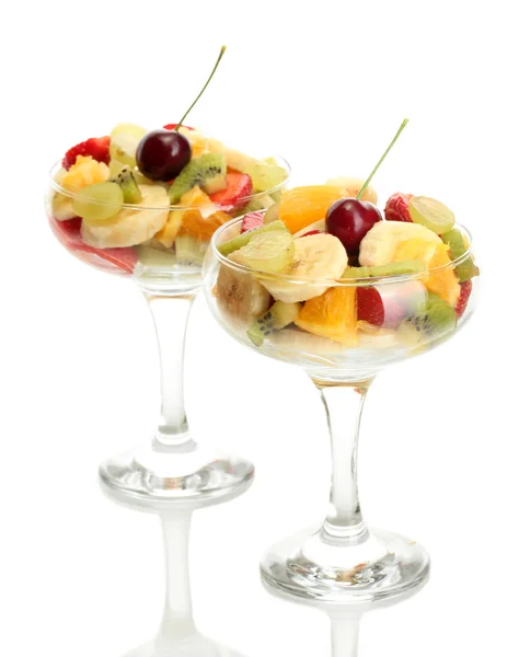 Fresh fruits salad isolated on white — Stock Photo, Image