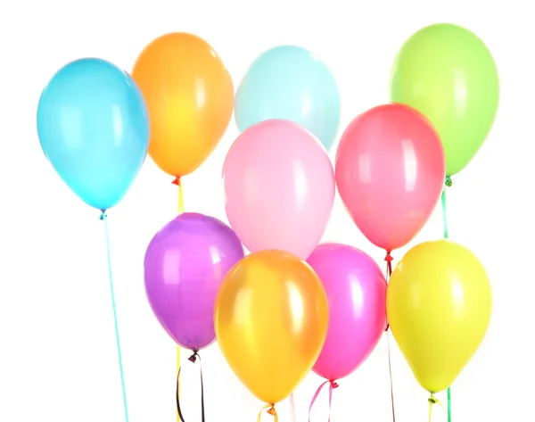 Färgglada ballonger på vit bakgrund närbild — Stockfoto