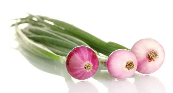 stock image Red young onion isolated on white