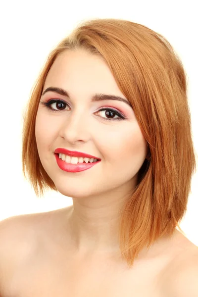 Portret van mooie vrouw met lichte make-up — Stockfoto