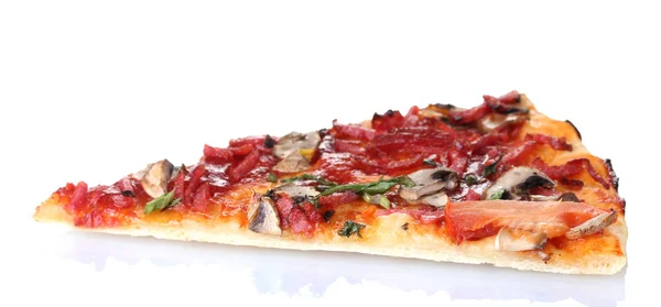 Sabrosa rebanada de pizza aislada en blanco — Foto de Stock