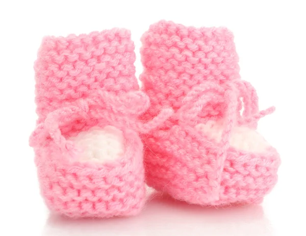 गुलाबी बेबी जूते सफेद पर अलग — स्टॉक फ़ोटो, इमेज