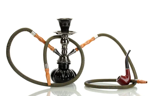 Hookah and pipe isolated on white background — Stock Photo, Image