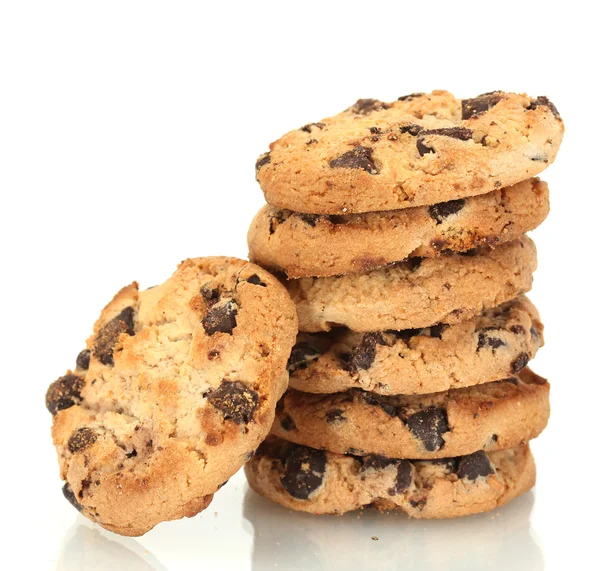 Schokolade Chips Kekse isoliert auf weiß — Stockfoto