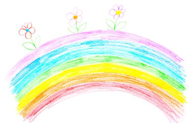 Children's drawing of rainbow clipart