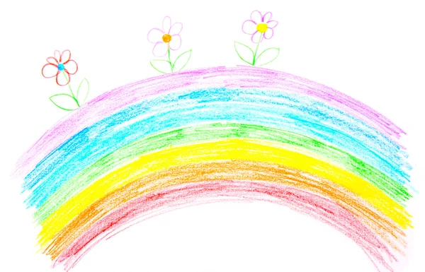 Barnens ritning av rainbow — Stockfoto