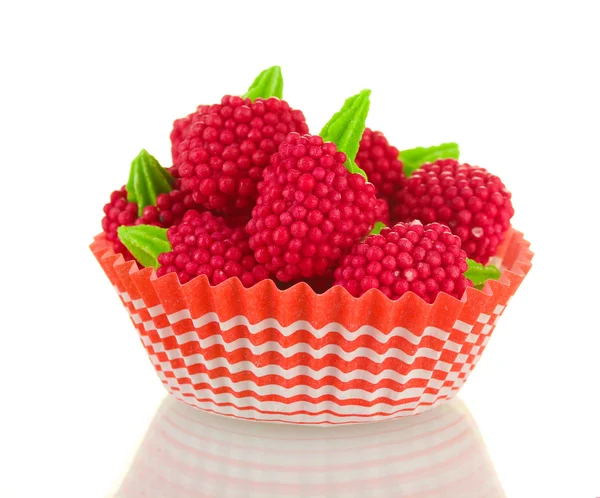 Red candy raspberries isolated on white — Stock Photo, Image