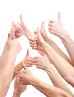 Group of young 's hands isolated on white clipart