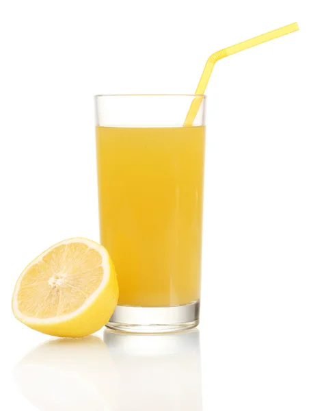 Zumo de limón y naranja aislado en blanco —  Fotos de Stock