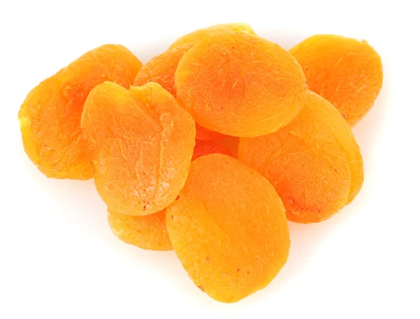 Вкусные сушеные абрикосы, изолированные на белом — стоковое фото