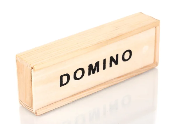 Domino elszigetelt fehér fa doboz — Stock Fotó