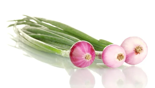 stock image Red young onion isolated on white