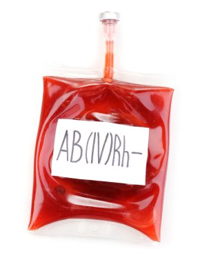 Bag of blood isolated on white clipart