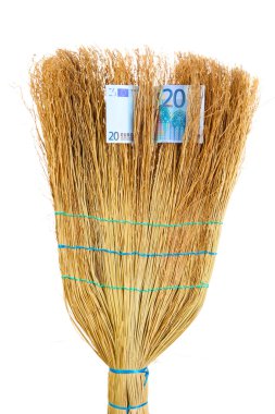 Broom sweep the euro close-up clipart