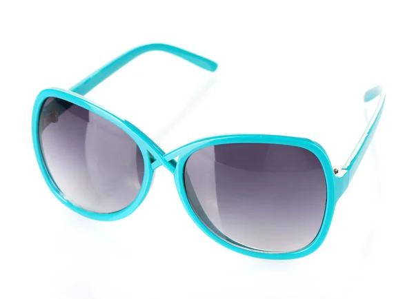 Fashionable women 's blue sunglasses isolated on white — стоковое фото
