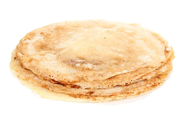 Stack of tasty pancakes isolated on white — Stock Photo, Image